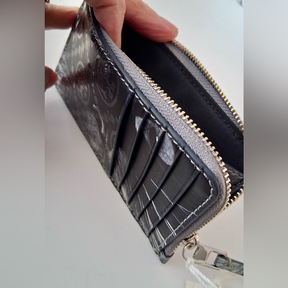 NWT TORY BURCH RARE CAT PORTRAIT T MONOGRAM ZIP CREDIT CARD CASE/WALLET - Picture 4 of 7